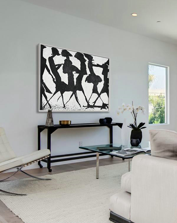 Extra Large Abstract Painting On Canvas,Hand-Painted Horizontal Minimal Figurative Art On Canvas,Bedroom Wall Decor #M0Q2